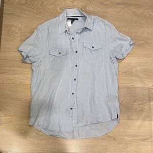 Kenneth Cole Light Blue Short-Sleeve Button-Down Shirt
